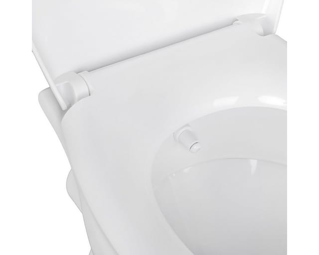 Belvit Dusch WC mit Bidet Funktion – Standtoilette mit Taharet, waagerechtem Wandabgang, Hygienedusche, Softclose WC-Deckel, Keramik in Weiß