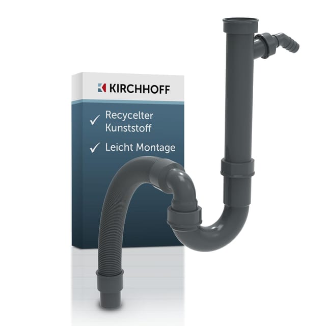 Eco-save ks Flexibler Spültisch-Röhrensiphon, Grau, 1 1/2' x 3/4'T x 40/50 mm, mit Geräteanschluss