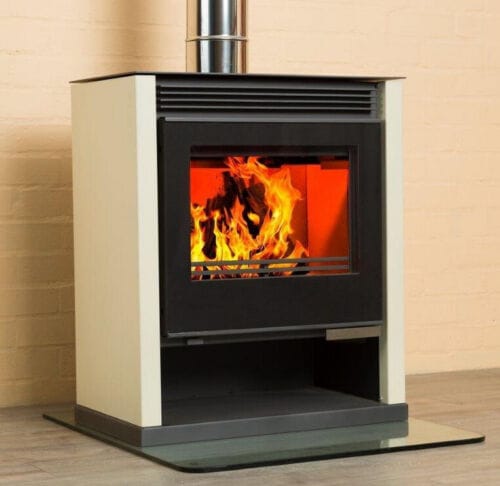 V05 - eek a Kaminofen mit XXL-Sichtscheibe Victoria Rubin Lux Ivory - 13.0 kW