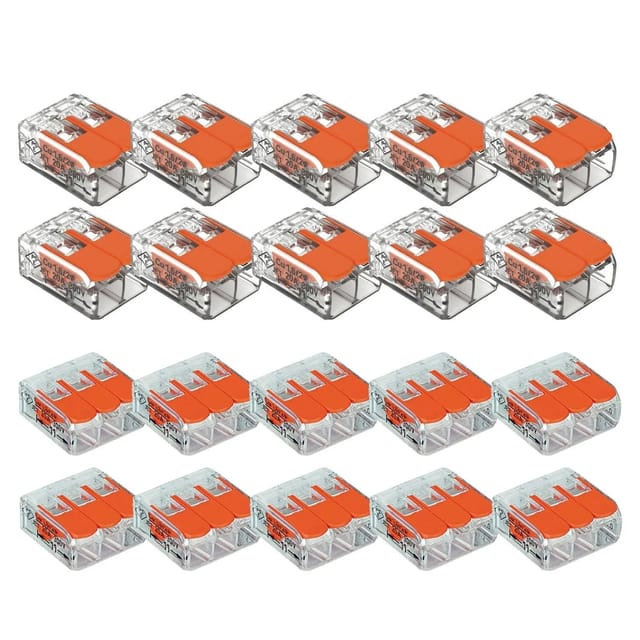 Vasalat - wago 221 Verbindungsklemmen 2 polig und 3 polig, 0,14 bis 4mm² Kabelklemmen mit Hebel, 20-teilig