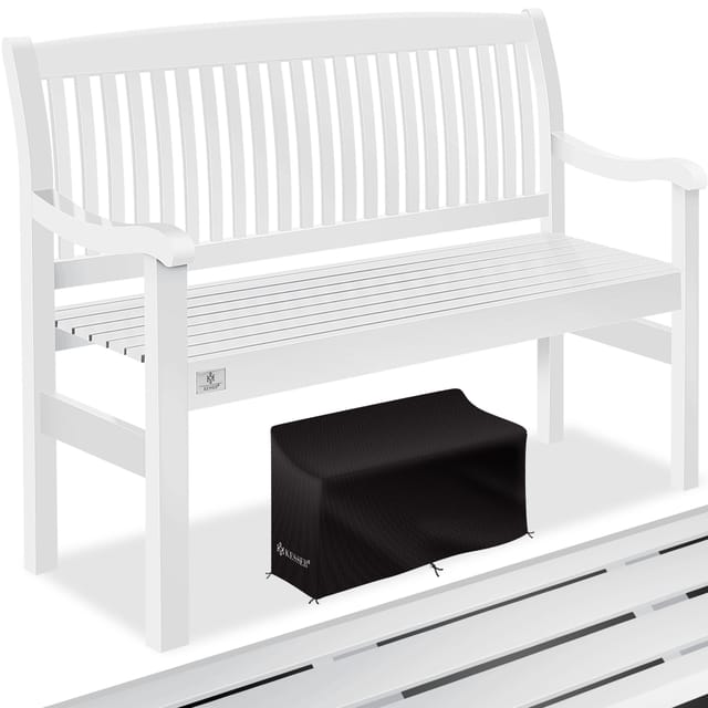 Gartenbank Holz Holzbank Wetterfest Parkbank Massivholz Sitzbank Balkonbank Gartenmöbel Bank Für Balkon Terrasse & Garten Weiß / 125 Cm - Kesser