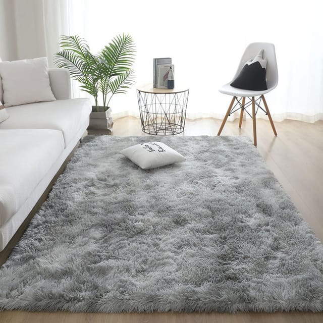 Shaggy Teppich Schlafzimmer Shaggy Teppiche Für Wohnzimmer Große Bodenmatte Für Flur Weicher Flauschiger Langflorteppich Rutschfester Flauschiger Innenteppich Für Wohnzimmer Kinderzimmer (grauweiß, 80