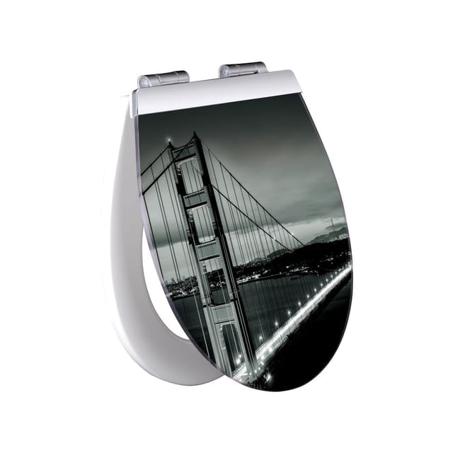 Primaster - WC-Sitz mit Absenkautomatik Brücke weiß und Beleuchtung Toilettensitz