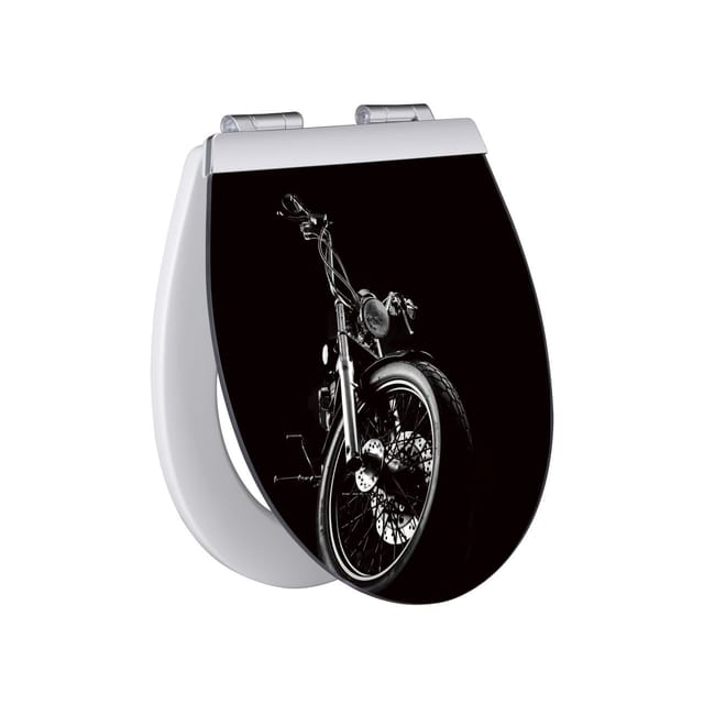 Primaster - WC-Sitz mit Absenkautomatik Motorrad weiß Beleuchtung Toilettensitz