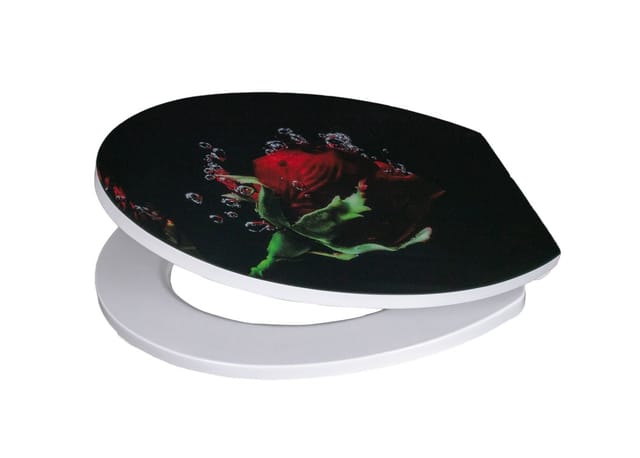 Primaster - WC-Sitz mit Absenkautomatik Rote Rose weiß Toilettensitz wc Deckel