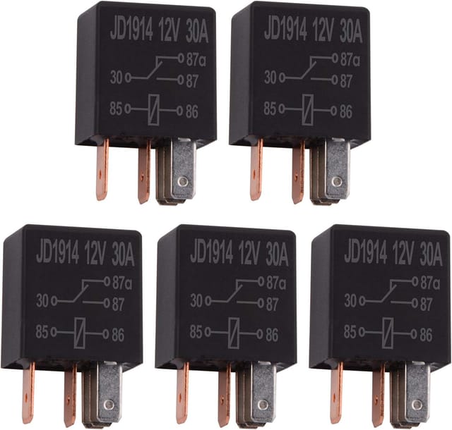 5 Stück 12 V 30 A 5-poliges Relais, Spdt-mehrzweckrelais Hochleistungs-standardrelais 5-polig 12 Vdc, Auto-relais