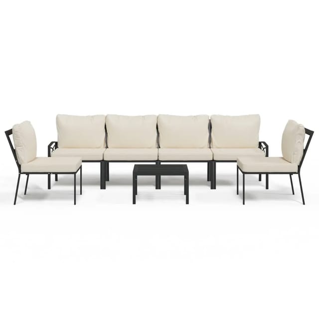 7-tlg. Garten-Lounge-Set mit Sandfarbigen Kissen Stahl Vidaxl