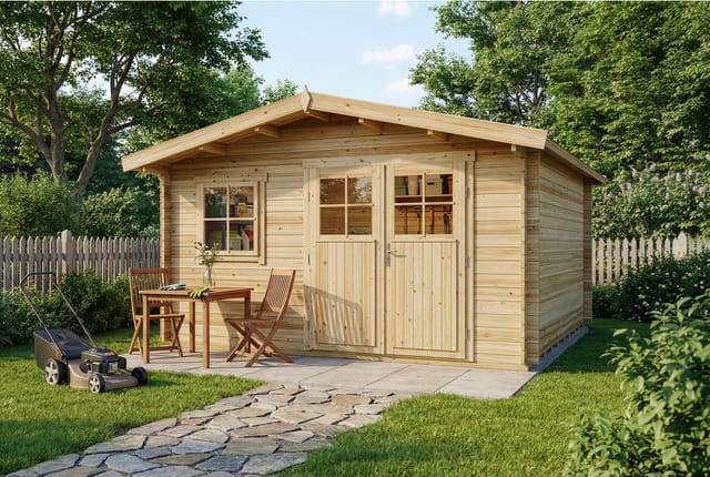 Gartenhaus Valeria-28 Gartenhaus aus Holz, Holzhaus mit 28 mm Wandstärke, Blockbohlenhaus mit Montagematerial - Alpholz