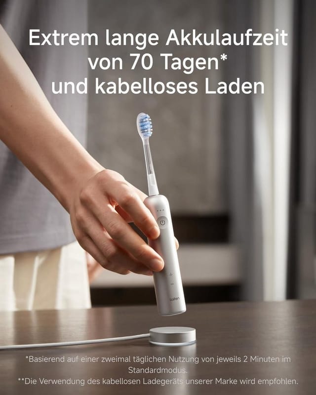 Elektrische Zahnbürste - Laifen - Wave Pro - Gebürstetes Aluminium - Schallreinigung - Wiederaufladbar
