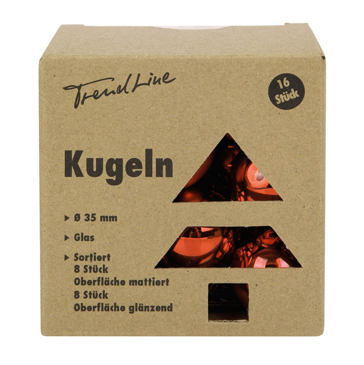 TrendLine Christbaumkugeln 16 Kugeln Ø 3,5 cm Glas Rot Weihnachtskugeln Bild 2