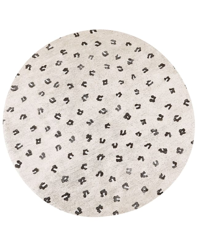 Beliani - Teppich Hellbeige Baumwolle ⌀ 140 cm Rund mit Flecken Tiermotiv Modern