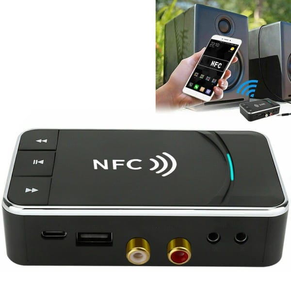 Trade Shop Traesio - Trade Shop - bluetooth 5.0 sender-empfänger aux 3,5 mm nfc auf cinch usb-audioadapter -