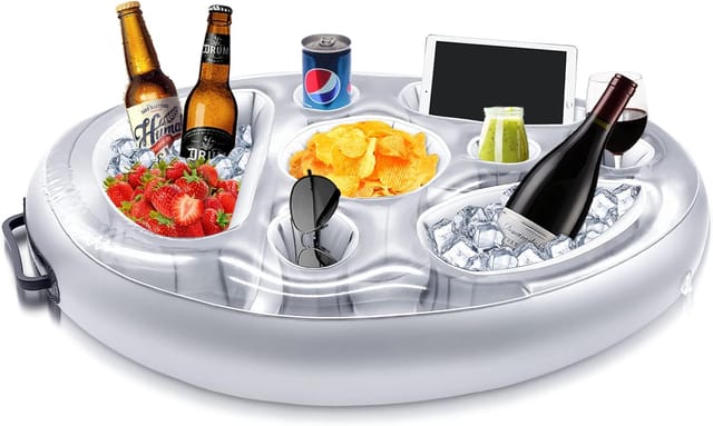 Ersandy - Aufblasbarer Getränkehalter, 8 Löcher, schwimmende Poolbar, Getränkebecherhalter, Obstsalat, Buffet, Pool, Erwachsenenzubehör für