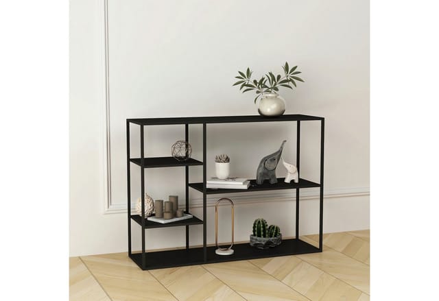 [en.casa] - Standregal Isojoki 120x35x87,5 cm Metall Schwarz matt