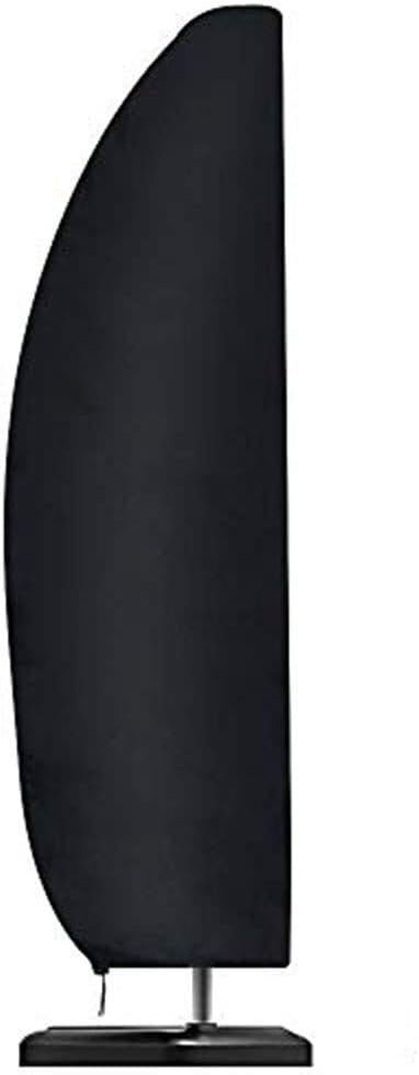 Ersandy - Sonnenschirm-Abdeckung, 210D Oxford-Gewebe, wasser-, wind-, uv- und reißfest, extra groß, mit Reißverschluss, Schwarz, 265 x 40/70/50 cm