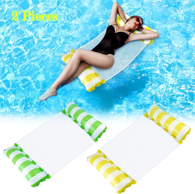 Ersandy - Schwimmbad-Hängematte für Erwachsene, 2 Stück, aufblasbare schwimmende Hängematte, 4-in-1-Schwimmhängematte, Mehrzweck-Wasserhängematte,