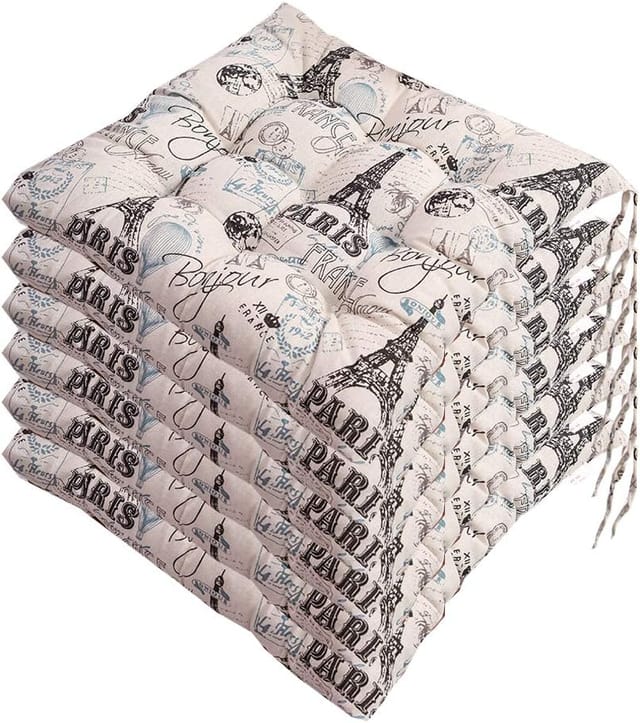 Juego de 6 cojines para silla de 40 x 40 cm, decorativos, de poliéster (D)