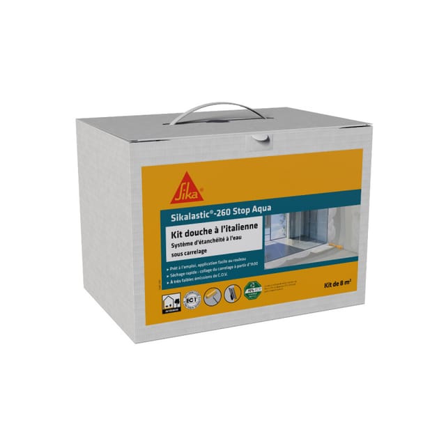 Sika - Kit ebenerdige Dusche - Abdichtung unter Fliesen lastic 260 Stop Aqua - 8m²