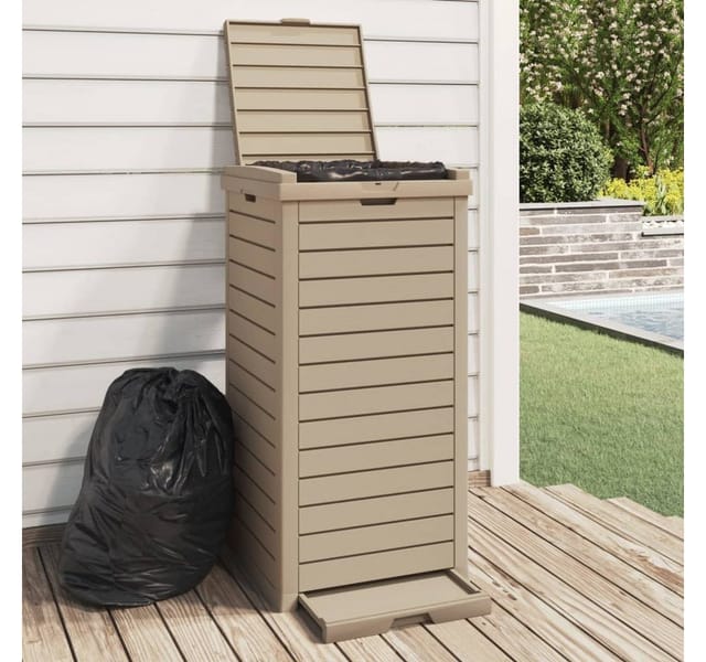 Outdoor-Mülltonne Hellbraun 41x41x86 cm Polypropylen - Vidaxl