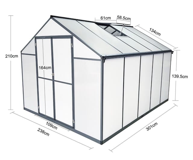 Aluminium Gewächshaus Für Den Garten Mit 8 Cm Dickeres Fundament 301238195 Cm Vielseitig Nutzbar Als Treibhaus, Gartenhaus,aufzucht Tomatenhaus,frühbeet Und Pflanzenhaus - Gegaden