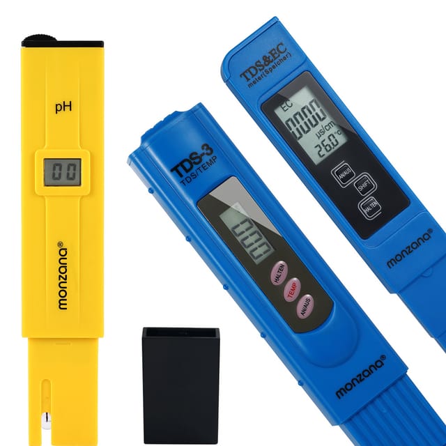 Monzana - Wassertester Pool 4-in-1 pH Messgerät Wasser pH/TDS/EC/Temperatur Messgerät für Aquarium Gießwasser Planzenzucht Trinkwasser 3 Testgeräte