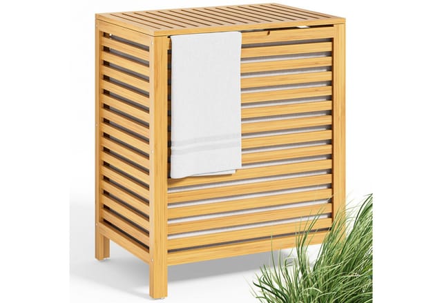 CASARIA® Wäschekorb mit Deckel Bambus 70L Wäschebox Holz 61x51x36cm Wäschetonne Wäschesammler Badezimmer Wäschebehälter Bad 1x