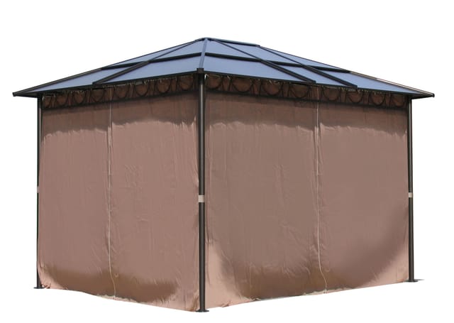 Quick-star - Metall Garten Hardtop Pavillon 3x3,6m mit 4 Seitenteilen Doppelstegplatten Polycarbonat