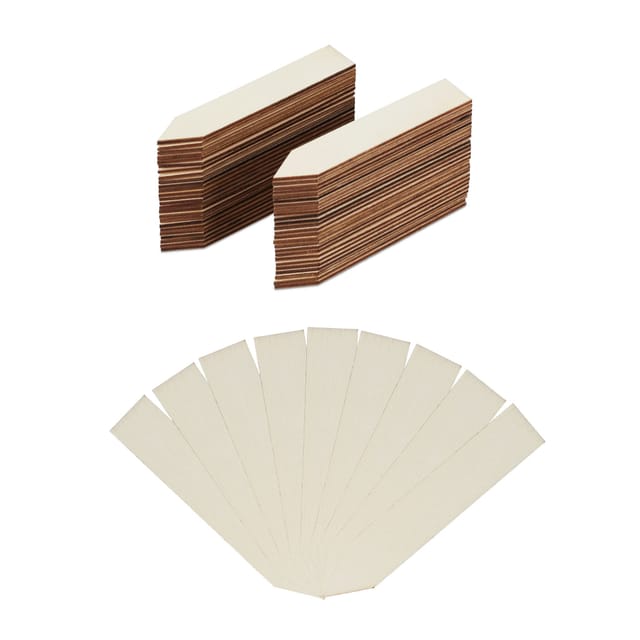 Pflanzenstecker 60er Set, zum Beschriften, Kräutergarten & Pflanzen, 10,5 cm lang, Holz Steckschilder, natur - Relaxdays