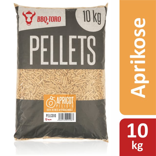 Bbq-toro - Apricot Pellets aus 100% Aprikosenholz, 10 kg, Ofenholz für Grill, Smoker, bbq und mehr