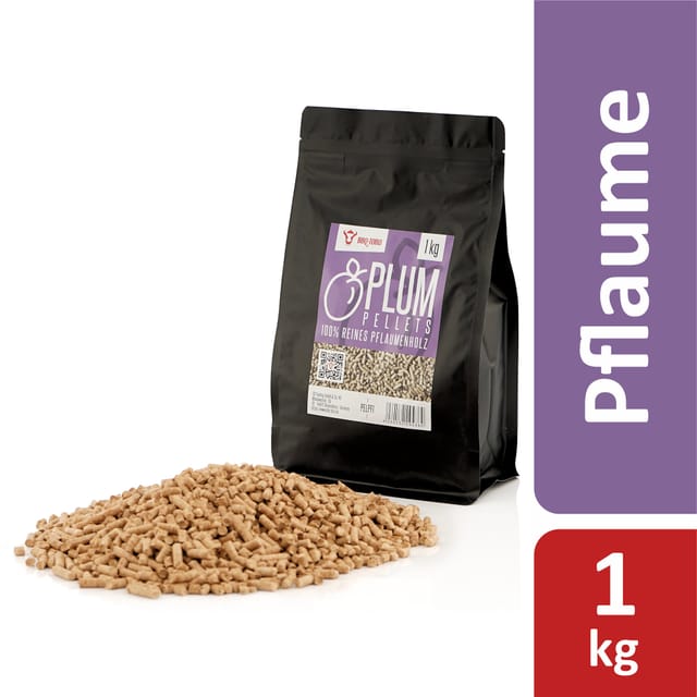 Bbq-toro - Plum Pellets aus 100% Pflaumenholz, 1 kg, Holzpellets, Hartholz, Grillpellets