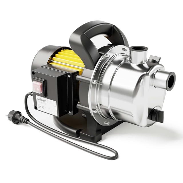 Gartenpumpe 3800l/h, 1200W, Tragegriff & Wasserablassschraube, max. Förderhöhe 48m, rostfreier Stahl Hauswasserwerk Wasserpumpe Bewässerungspumpe