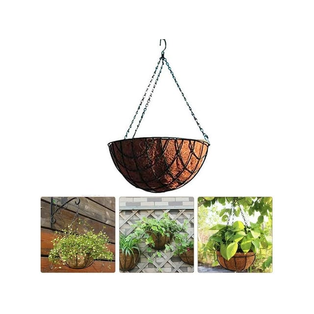Suinga - hängeblumentopf aus kokos 40 cm. Enthält eine elegante Kette und Aufhänger in Olivgrün. Geeignet für die Dekoration im Innen- un