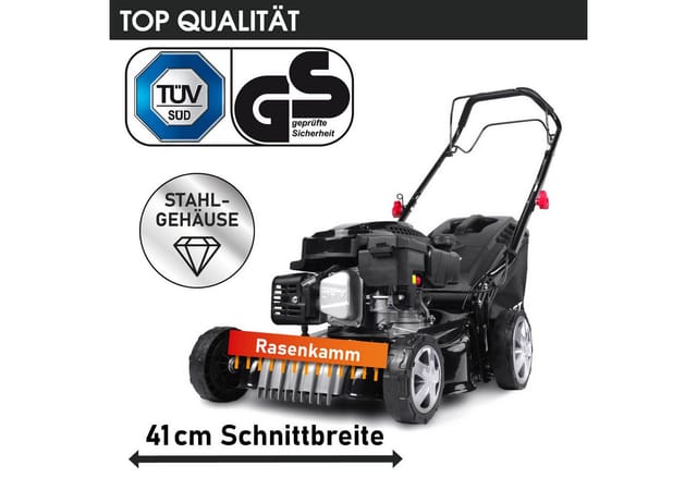 BRAST Benzin Rasenmäher Radantrieb 3,0kW (4,1PS) 41cm Schnittbreite 40L Fangkorb Stahlgehäuse 144ccm TÜV geprüft