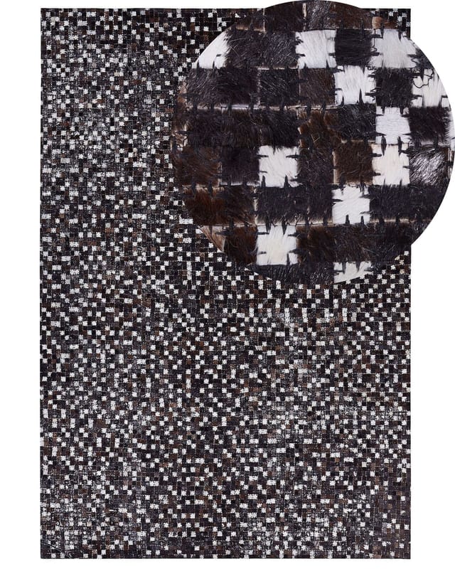 Beliani - Teppich Braun Silber Leder 140 x 200 cm Mosaik Patchwork
