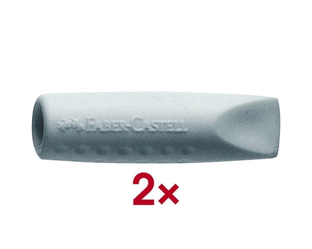 Faber Castell - Radierer eraser cap grip 2001 Bleistifte Buntstifte 1 x 1 x 4 cm (b x h x l) Kunststoff grau/weiß 2 St./Pack.