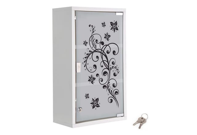 XXL Medizinschrank mit schwarz-weißer Glastür - 50 x 30 cm - Arzneischrank Erste Hilfe Hausapotheke