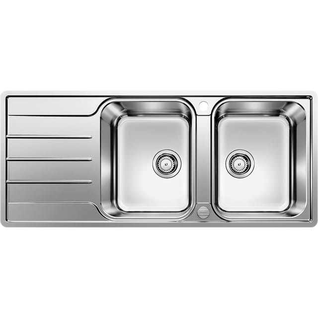 Blanco Einbauspüle 2D Lemis 8 s-if - 2x Spüle mit Abtropffläche - Waschbecken reversibel, Edelstahl gebürstet