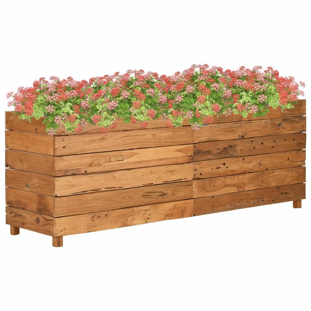 Hochbeet 150x40x55 cm Teak Altholz und Stahl - Vidaxl