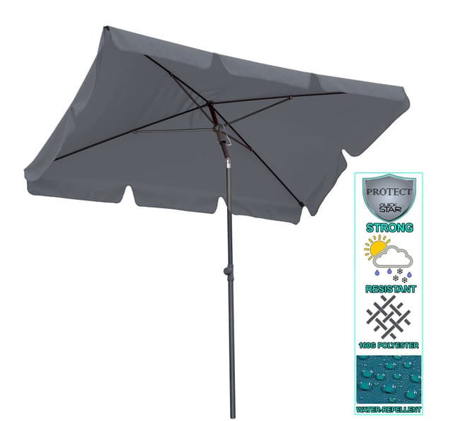 Quick-star - Balkon Sonnenschirm 200x125cm Balkonschirm Rechteckig Knickbar Grau Gartenschirm uv