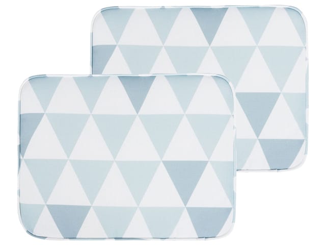 Sitzkissen Set 2 Auflagen für Gartenstühle Dreieck-Motiv Blau/Weiß für Garten für Balkonset