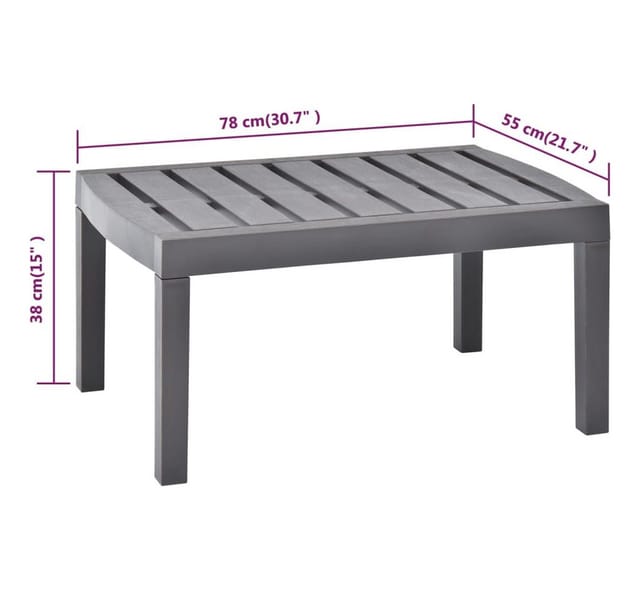 Gartentisch Mokka 78x55x38 cm Kunststoff Vidaxl