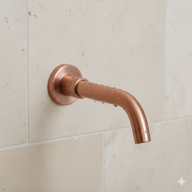 Paulgurkes - Kupfer Wasserauslauf Unterputz Waschtisch Einlass Rote Bronze 21cm