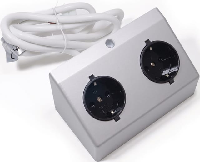 L&S Doppel-Anbausteckdose 230 V Silberfarben - 2000466