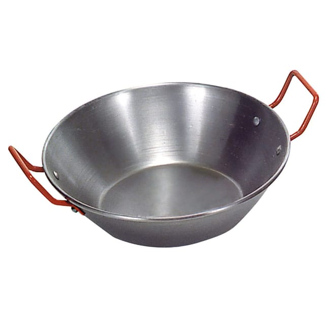 Polierte, tiefe Pfanne mit Griffen 28 cm.