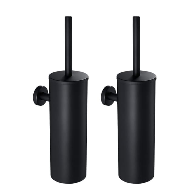 2St Auralum toilettenbürste schwarz wc Bürste mit Halter Toilettenbürste mit Bürstenhalter Schwarze Wandtoilette für Badezimmer aus Edelstahl