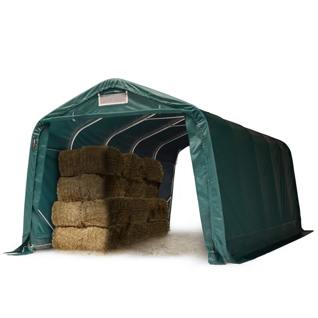 Robuster Weideunterstand 3,3x6 m wetterfeste pvc Plane 800N Unterstand Lagerzelt, für Beton, grün