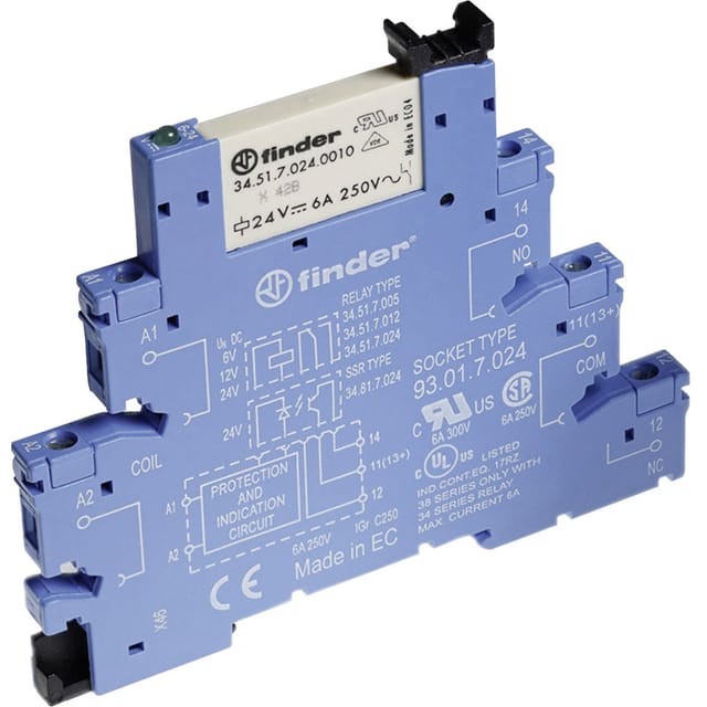 Finder - 38.61.7.012.5050 Relaisbaustein Nennspannung: 12 v/dc Schaltstrom (max.): 6 a 1 Wechsler 1 s