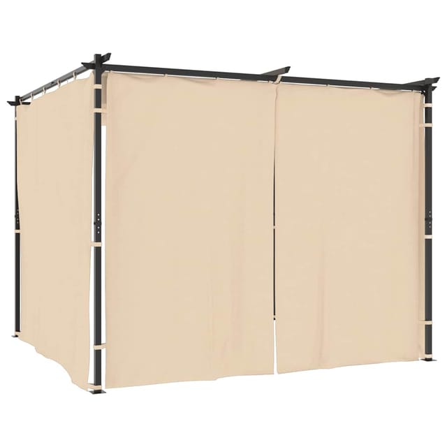 Pavillon mit Vorhängen 3 x 3 m Creme Stahl Vidaxl