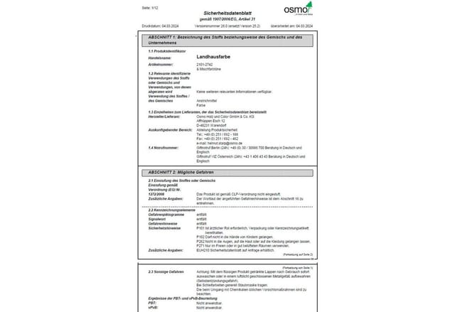 Landhausfarbe Karminrot 0,75 l - 11400126 - Osmo