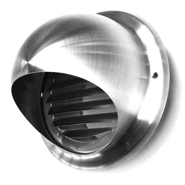 Ms Beschläge - Lüftungshaube Aussenwandhaube Kugellufthaube Edelstahl matt gebürstet Zuluft Abluft 100mm